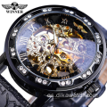 Top Brand Winner Fashion Golden Retro Watch Mens Mechanical Skeleton Diamond Display Reloj de pulsera de lujo Reloj Relogio Masculin